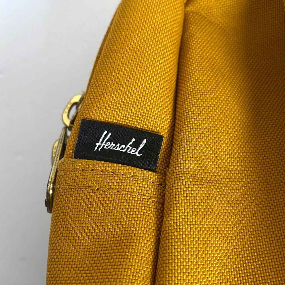 Herschel Mini Canvas Backpack Small Dark Mustard Yellow Zippers Read - Picture 4 of 16